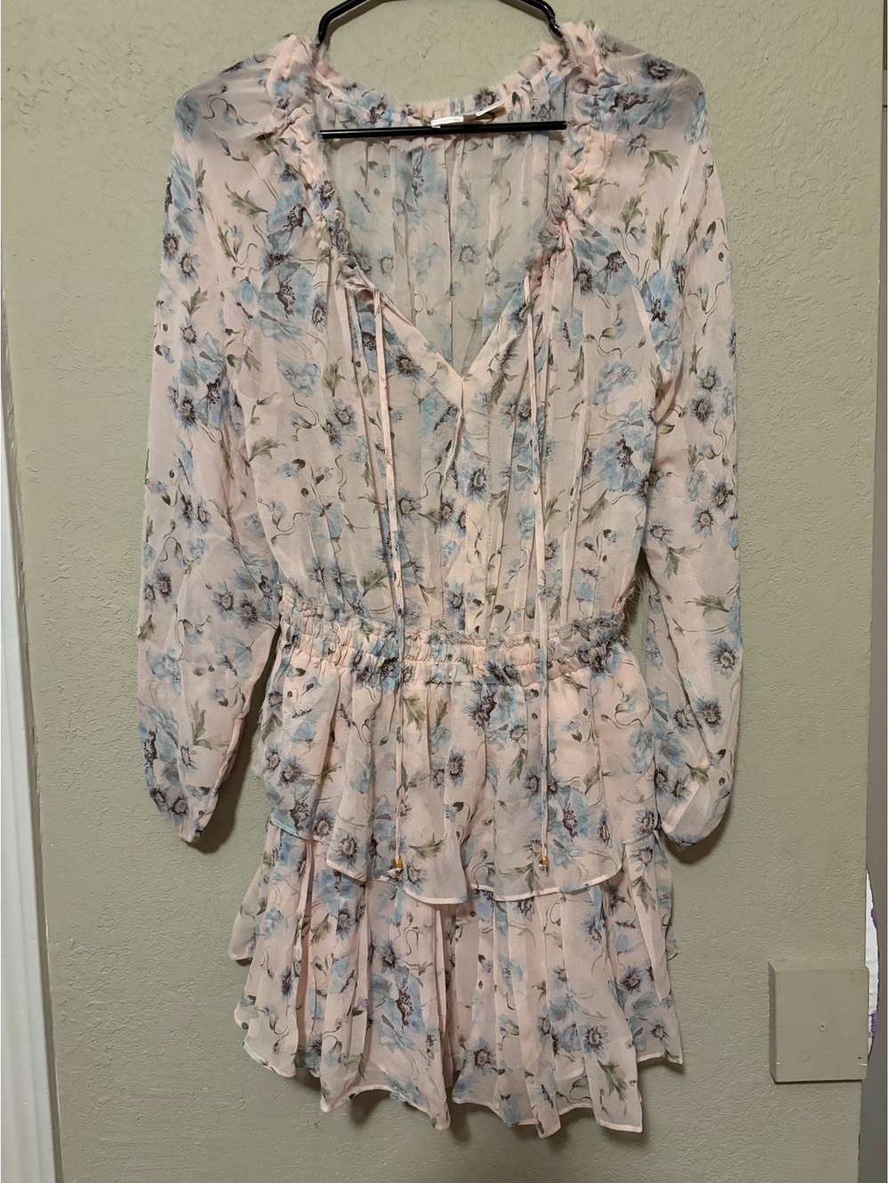 LoveShackFancy Women's Floral Long Sleeve Ruffle Dress Size Small
